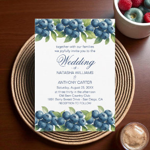 Watercolor Blueberry Wedding Invitation