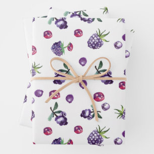Watercolor Blueberry Wrapping Paper Sheet