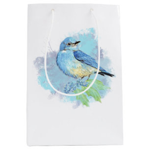 Watercolor Bluebird Pretty Blue Garden Bird Art Medium Gift Bag