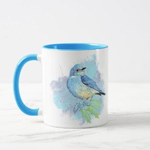 Watercolor Bluebird Pretty Blue Garden Bird Art Mug
