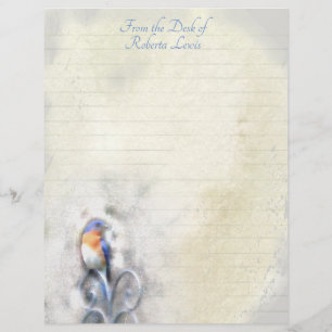 Watercolor Bluebird Stationery Custom Letterhead