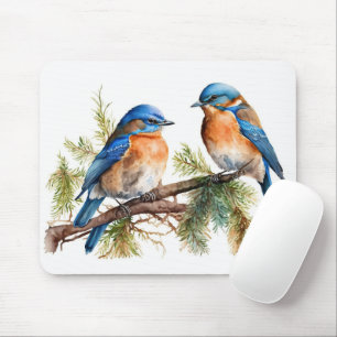 Watercolor Bluebirds Mouse Mat