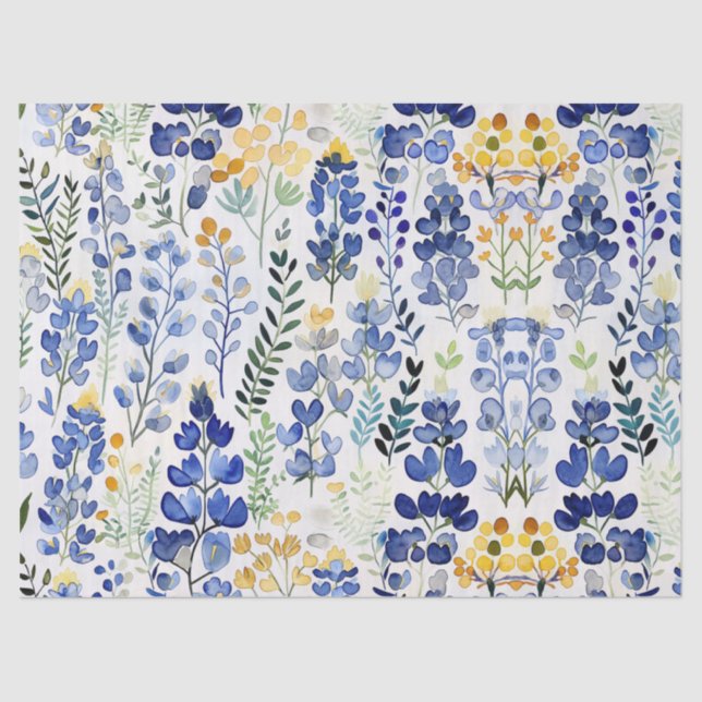 watercolor bluebonnet pattern tissue paper (Front)