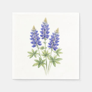 Watercolor Bluebonnet Texas Lupine Blue Floral Napkin