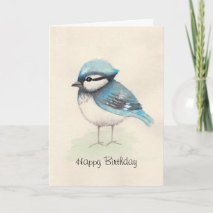 Watercolor Bluejay Birthday Card