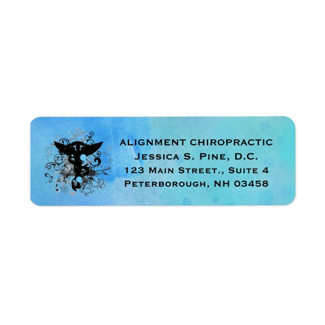 Watercolor {blues} Chiropractic Address Labels (Front)