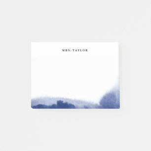 Watercolor Blues Personalised Post It Notes