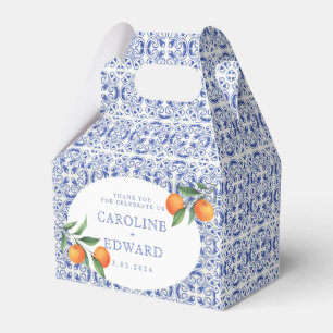 Watercolor Bluetile Mediterranean Wedding Favour Box