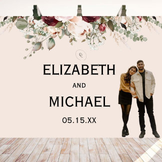 Watercolor Blush and Burgundy Floral Wedding  Tapestry