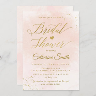 Watercolor Blush and Gold Bridal Shower Invitation
