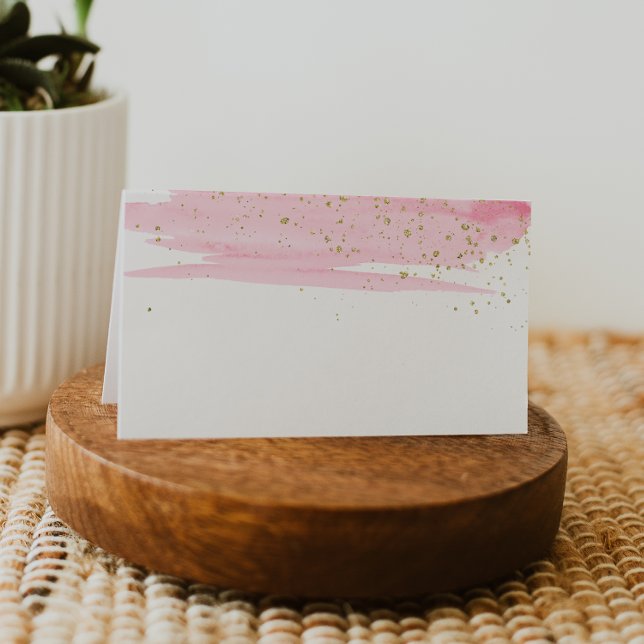 Watercolor Blush and Gold Buffet Food Label Cards (Creator Uploaded)