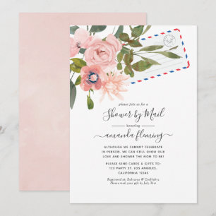 Watercolor Blush and Rose Gold Baby Shower by Mail Invitation