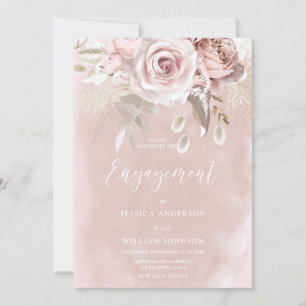 Watercolor Blush & Dusty Rose Engagement Party Invitation