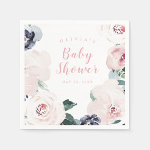 watercolor blush floral baby shower napkin
