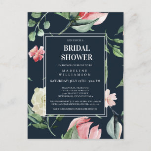 WATERCOLOR  BLUSH  FLORAL BRIDAL SHOWER INVITE POSTCARD