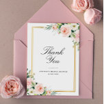 Watercolor blush floral bridal shower thank you card<br><div class="desc">An elegant bridal shower thank you card with black text and blush pink watercolor floral. Add a personal thank you message at the back.</div>