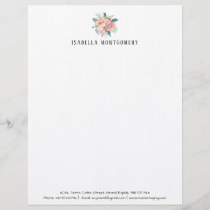 Watercolor Blush Floral Letterhead Personalised