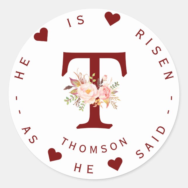 Watercolor Blush Floral Monogram Address Label (Front)