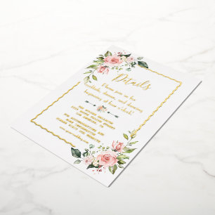 Watercolor Blush Floral REAL FOIL Wedding Details
