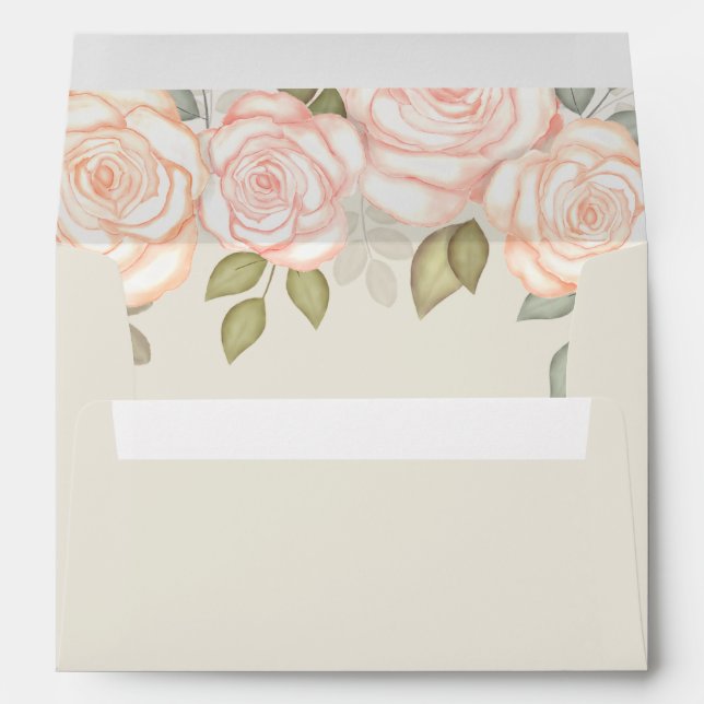 Watercolor Blush Floral Sage Greenery Wedding Envelope (Back (Bottom))
