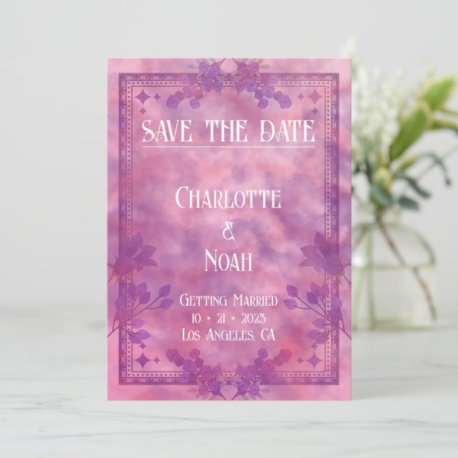 Watercolor Blush Floral Save the Date Invitation (Standing Front)