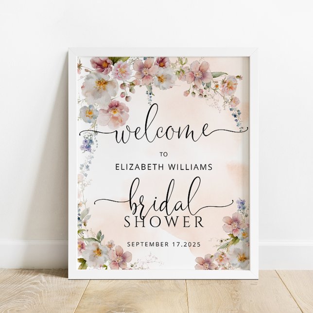 Watercolor Blush Floral Shower Welcome Poster (Creator Uploaded)