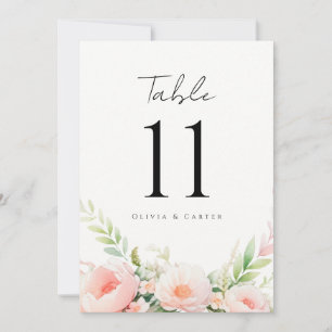 Watercolor Blush Floral Wedding Table Numbers