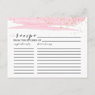 Watercolor Blush & Gold Bridal Shower Recipe Cards