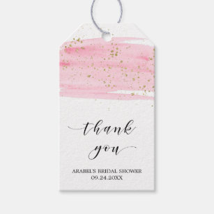 Watercolor Blush & Gold Bridal Shower Thank You Gift Tags