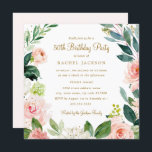 Watercolor Blush Gold Floral 50th Birthday Invite<br><div class="desc">More modern floral Birthday Invitations in the Little Bayleigh Store!</div>