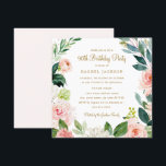 Watercolor Blush Gold Floral 90th Birthday Invite<br><div class="desc">More modern floral Birthday Invitations in the Little Bayleigh Store!</div>