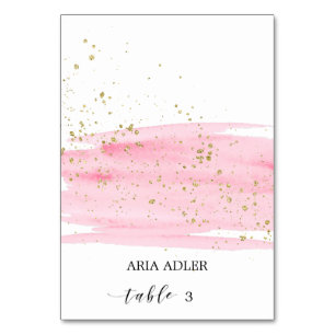 Watercolor Blush & Gold Wedding Escort Place Cards