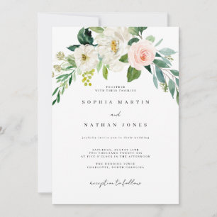 Watercolor Blush Green Leaf Botanical Wedding  Inv Invitation