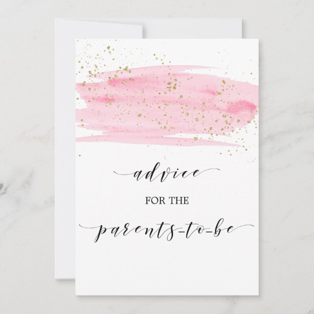 Watercolor Blush Pink and Gold Advice Sign Invitation (Front)