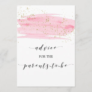 Watercolor Blush Pink and Gold Advice Sign Invitation