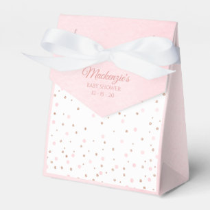 Watercolor Blush Pink and Rose Gold Polka Dot Baby Favour Box