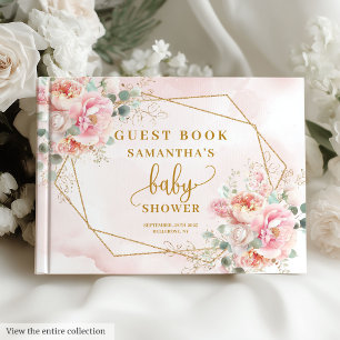 Watercolor blush pink baby shower girl guest book