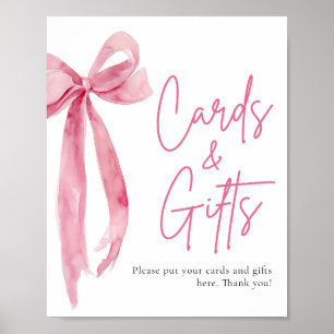 Watercolor Blush Pink Bow Cards and Gifts Sign