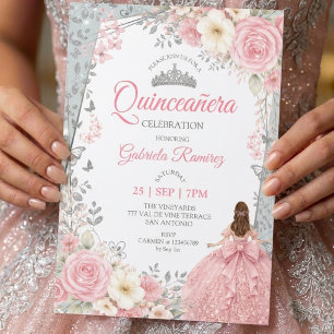 Watercolor Blush Pink Butterflies Quinceañera Invitation