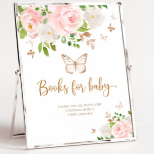 Watercolor blush pink butterfly Books for baby Poster