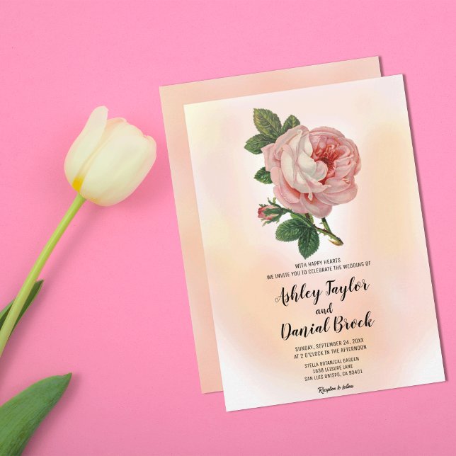Watercolor Blush Pink Dusty Rose Floral Wedding Invitation (Creator Uploaded)