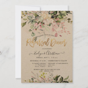 Watercolor Blush Pink Eucalyptus Rehearsal Dinner Invitation