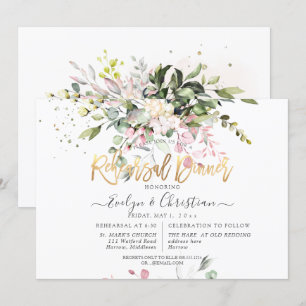 Watercolor Blush Pink Eucalyptus Rehearsal Dinner Invitation