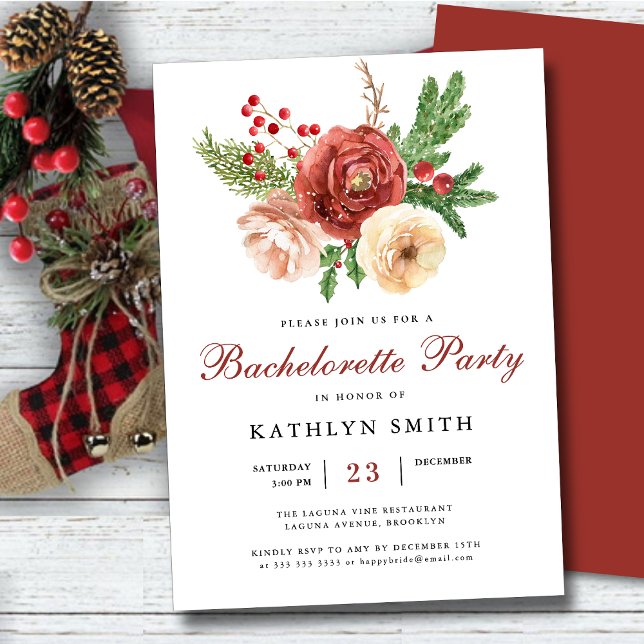 Watercolor Blush Pink Floral Bachelorette Party Invitation (Creator Uploaded)