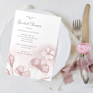 Watercolor Blush Pink Floral Bridal Shower Invitation