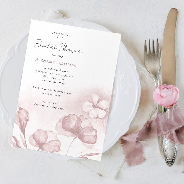 Watercolor Blush Pink Floral Bridal Shower Invitation (Creator Uploaded)