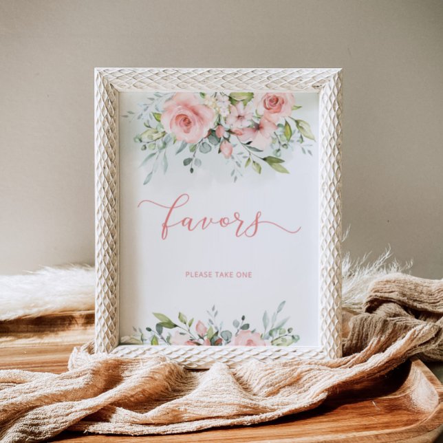 Watercolor blush pink floral Favours Poster (Creator Uploaded)
