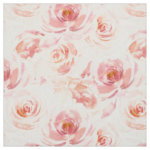Watercolor Blush Pink Floral Rose Fabric