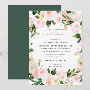 Watercolor Blush Pink Florals Bridal Shower Invitation
