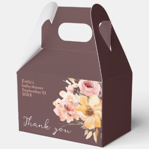 Watercolor blush pink girl baby shower card favour box